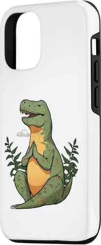 Vista 2 de Funda de meditación para iPhone 15 Tyrannosaurus Rex T-Rex Yoga Meditating Trex