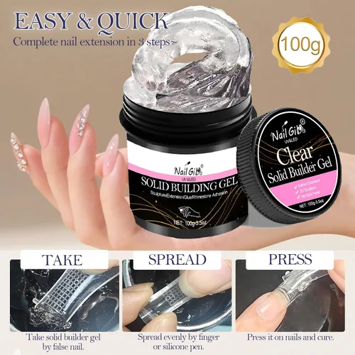 Vista 2 de NAILGIL - Gel 3D para arte de uñas, sin hemas, 3.53 oz de gel sólido constructor para esculpir las manos no pegajosas para extensiones, modelado