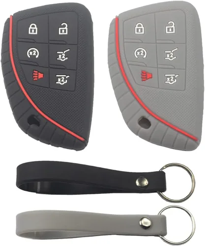 Vista 6 de 2 fundas para llavero con 6 botones compatibles con Chevrolet, 2 piezas negro
