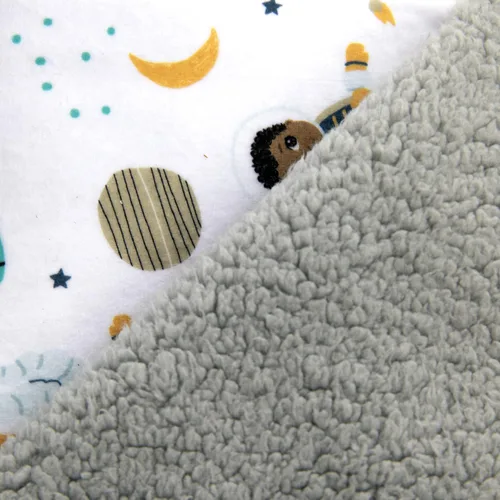 Vista 5 de Little Muffincakes Manta de felpa para bebé de 30 x 40 pies, forro polar suave, astronauta y tema espacial (Ashton) para recién nacido en adelante
