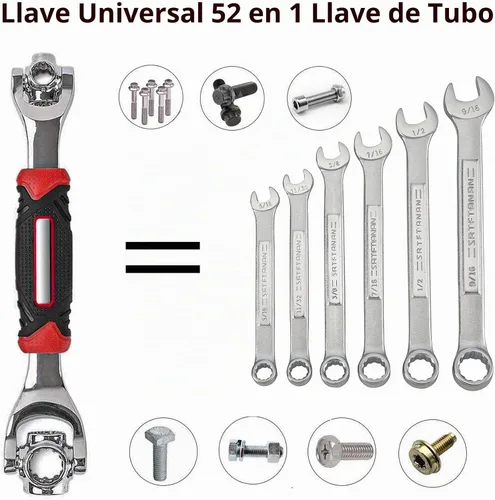 Vista 2 de Llave Universal 52 en 1 Llave de Vaso Herramienta de Llaves Multifunción con Cabezal Giratorio de 360°, Herramienta de Llave para Hogar y Reparación