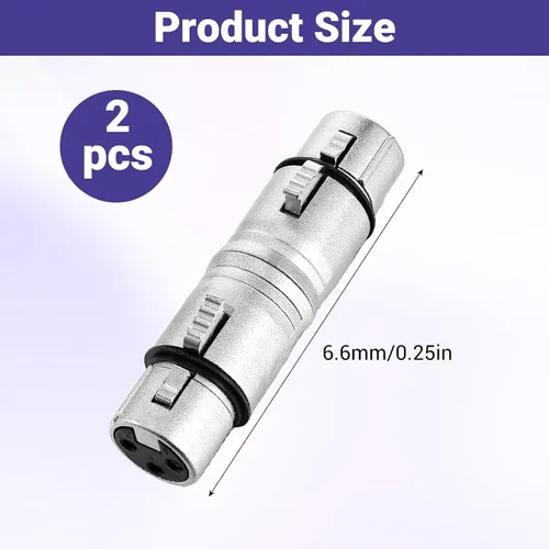 Vista 2 de Paquete de 2 adaptadores XLR hembra a hembra de 3 pines para micrófono cambiador de género XLR