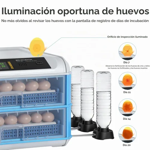 Vista 9 de Incubadora automática de 120 huevos, incubadora automática para incubar huevos, con girador automático de huevos, control de temperatura y humedad