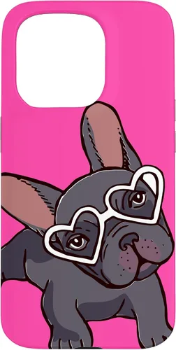 Vista 14 de iPhone 16 Francés Bulldog Francés Perro Cachorro Lindo Perro Perro Gafas Caso Mascota