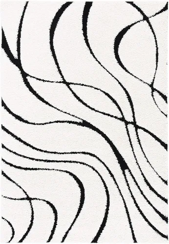 Vista 66 de Safavieh Florida Shag Collection - Alfombra de área de 2 x 3 pies, color crema/beige, diseño geométrico, felpa de 1.2 pulgadas de grosor, ideal