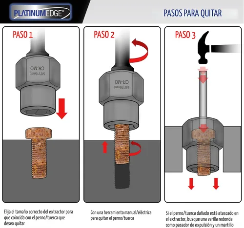 Vista 5 de PLATINUMEDGE Juego de 13 piezas de extractor de pernos de impacto y tuercas, juego de extractor de pernos pelados, juego de herramientas