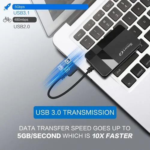 Vista 4 de SmartQ C368 Lector de Tarjetas USB 3.0 - Plug & Play, Compatible con Apple y Windows, Soporta Tarjetas SD, Micro SD, MS, CF