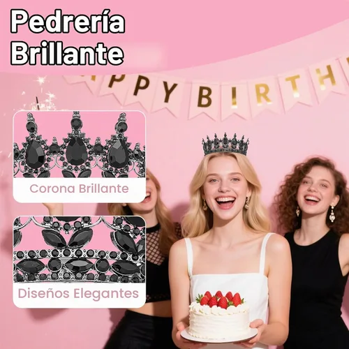 Vista 5 de Corona para mujer, tiara de corona de reina para fiestas navideñas, aleación