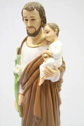 Vista 5 de Vittoria Collection Figura de escultura italiana de San José con niño de 16 pulgadas, hecha en Italia