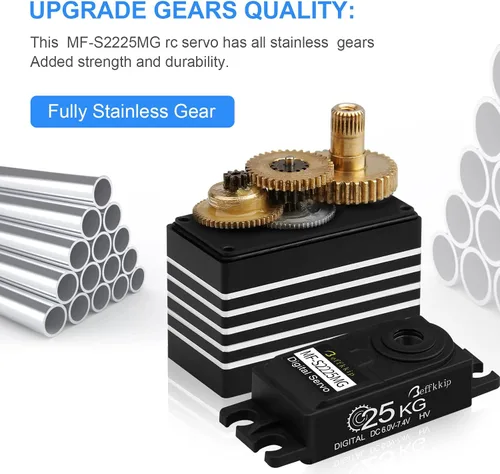 Vista 3 de Paquete de 55.1 lbs servomotor digital de alto par RC servo engranaje de metal completo impermeable con brazo servo 25T para RC Car Crawler Robot