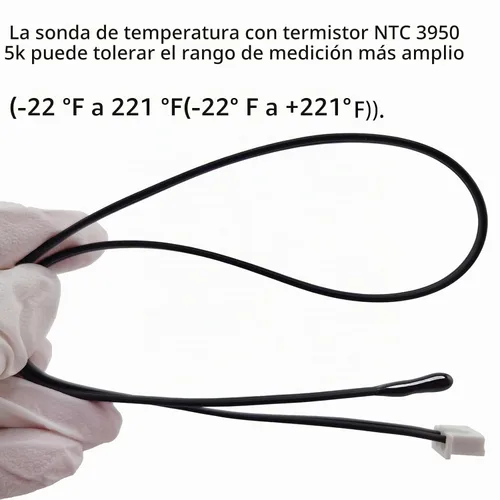 Vista 5 de 4 piezas de sensor de temperatura termistor NTC 5K, sonda termistor de 5K de 15.7 pulgadas, sensor de temperatura sensible al epoxi para aire