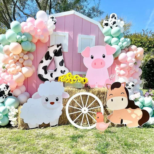 Vista 5 de Globos con estampado de vaca de 40 pulgadas, color blanco y negro Blanco Negro Vaquera Tema Cumpleaños Granja Animal Tema Decoración Suministros