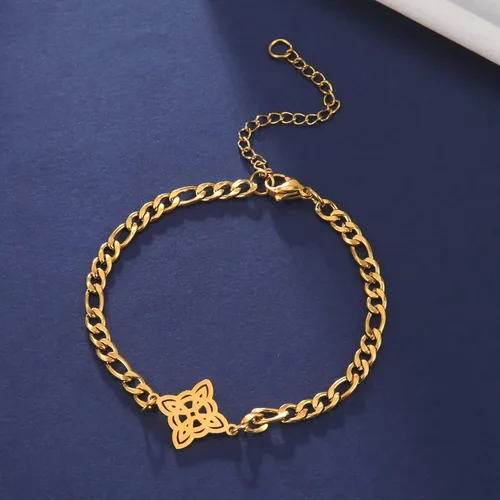 Vista 41 de Pulsera de nudo de bruja, nudo celta, símbolo de Wicca pagana, nudo mágico, pulsera de joyería de brujería, pulsera de acero inoxidable ajustable