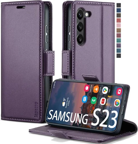 Vista 27 de japezop Compatible con Samsung Galaxy S23 5G - Funda tipo cartera con bloqueo RFID, tarjetero y función atril magnético, funda de piel con tapa