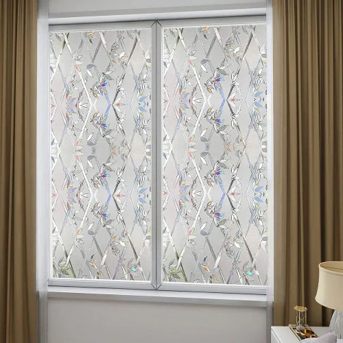 Vista 7 de Película de privacidad para ventana, película 3D de vitrales, calcomanías decorativas de vinilo para ventana, película de adherencia estática,