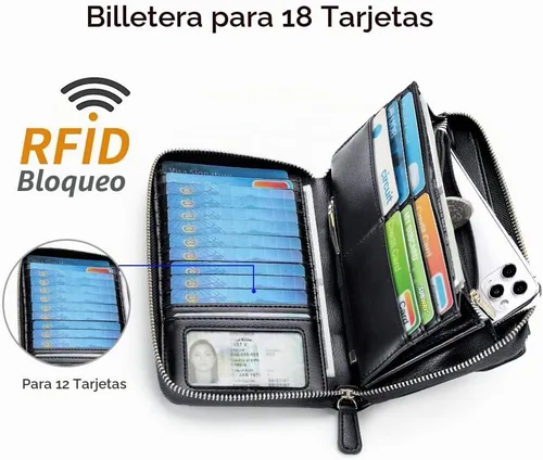 Vista 7 de nuoku Carteras para mujeres con ranuras para tarjetas de crédito con bloqueo RFID de gran capacidad 0 - negro