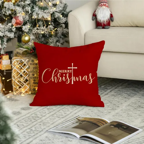 Vista 3 de Fundas de almohada de Navidad de 18 x 18 pulgadas, decoración de Navidad para interiores, decoración de Navidad cristiana, fundas de almohada