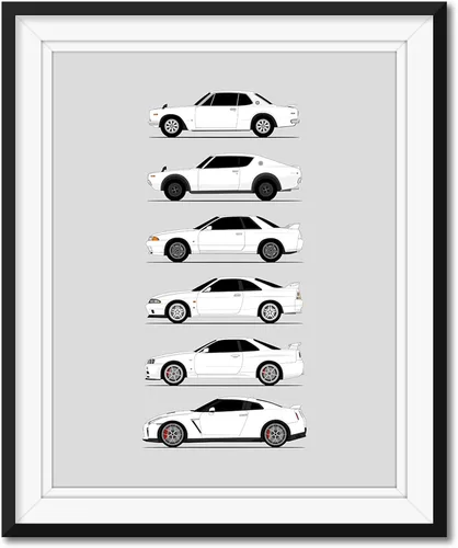 Vista 13 de Custom Car Posters Handmade Poster compatible with Nissan Skyline GT-R and Print of Nissan Skyline GTR (KPGC10, KPGC110, R32, R33, R34, R35)