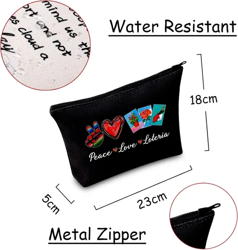 Vista 2 de JXGZSO Bolsa de lotería divertida bolsa de almacenamiento de bingo mexicano, regalo de lotería, paz, amor, lotería, bolsa de lona con cremallera