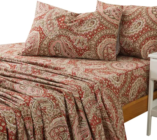 Vista 32 de Zusbest Juego de sábanas florales de 100 % algodón percal, color naranja y amarillo, juego de sábanas suaves y transpirables con diseño botánico