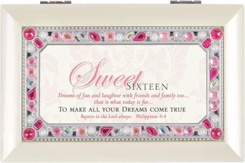 Vista 2 de Cottage Garden Sweet Sixteen All Your Dreams - Caja de música de marfil mate con texto en inglés All Your Dreams