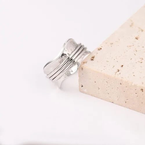 Vista 4 de Anillo de ansiedad de plata de ley 925 con cuentas, anillos giratorios para mujeres, anillos de ansiedad para la preocupación