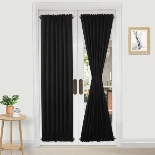 Vista 150 de DWCN Cortinas para Puertas Francesas – Cortinas opacas térmicas con bolsillo para barra para puertas con ventana de cristal, puertas de cocina