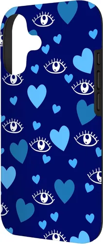 Vista 2 de Funda con patrón de corazones azules con pestañas de ojo turco para iPhone 17