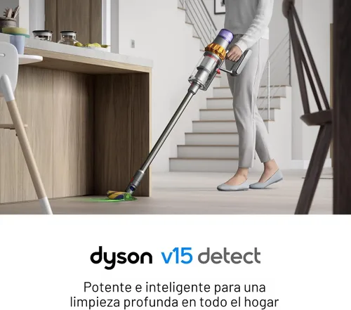 Vista 2 de Dyson V15 Detect - Aspiradora inalámbrica (amarillo/níquel)