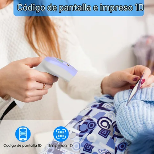 Vista 2 de Symcode Escáner de código de barras USB 1D, lector de código de barras láser CCD con cable de mano compatible con escaneo de pantalla escáner