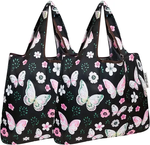Vista 31 de allydrew Bolsa plegable de nailon para comestibles reutilizable (Set de 2), Ballenas Azules
