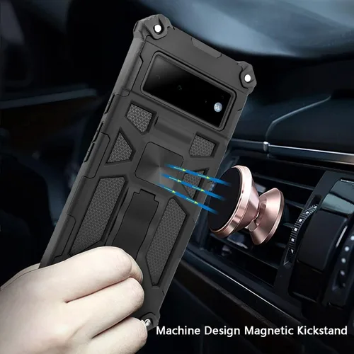Vista 4 de Funda compatible con Google Pixel 6 PRO, funda para Google Pixel6 PRO, Hybid con soporte magnético a prueba de golpes, grado militar, funda