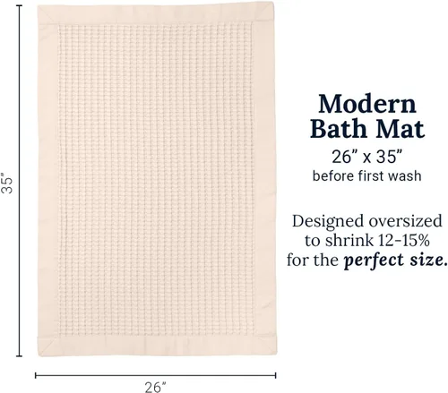 Vista 7 de GILDEN TREE Tapete de baño absorbente de algodón de secado rápido para ducha, bañera y bañera, lavable, delgado, estilo moderno (crema)