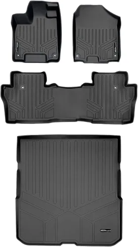 Vista 38 de SMARTLINER Juego de alfombrillas de piso de ajuste personalizado de 3 filas para Honda Pilot 2009-2015