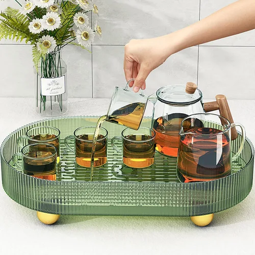 Vista 5 de Bandeja ligera de lujo, mesa de almacenamiento de taza de té, bandeja de mesa de maquillaje, bandeja decorativa para tocador utilizada