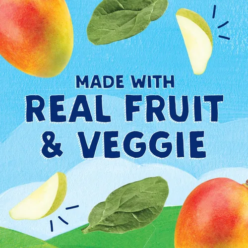 Vista 3 de Stonyfield Organic Kids - Bolsa de yogur de leche entera de pera, espinacas, mango, 3.5 onzas, 1 unidad, fruta y verduras reales; baja en grasa, sin