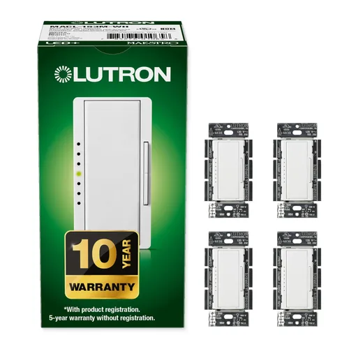 Vista 31 de Lutron - Interruptor de atenuación Maestro LED+ para bombillas LED regulables, halógenas e incandescentes, 150 W/unifolar o multiubicación, Biscuit
