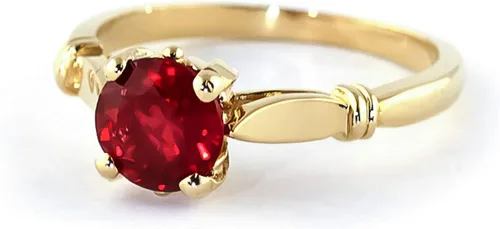 Vista 2 de Galaxy Gold GG Anillo solitario de oro amarillo macizo de 18 quilates, 2 unidades, Gema Metal, Rubí