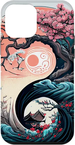 Vista 15 de Funda para iPhone 11 Pro Max Yin Yang Cherry Blossom Bonsái y Great Wave