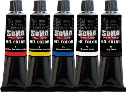 Vista 9 de Soho Urban Artist Juego de tubos de pintura al óleo de 24 a 0.4 fl oz, aceites de triple fresado con linaza refinada, aplicación suave, mezclas