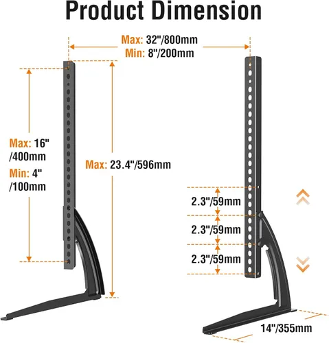 Vista 6 de ELIVED Universal Table Top TV Stand for Most 27-55 Inch Flat/Curved TVs Soporte de patas ajustables en altura de la base de TV, patas de repuesto