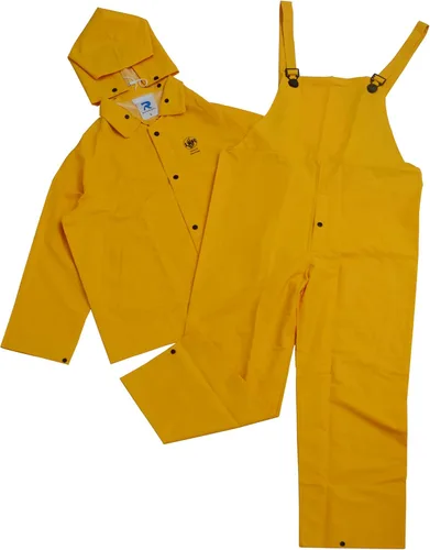 Vista 4 de RainRider Traje de lluvia comercial para hombre, de alta visibilidad, de cuero, resistente, impermeable, con peto, pantalones en general