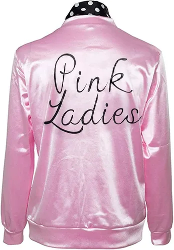 Vista 5 de FAYBOX Chaqueta rosa para mujer, disfraz de los años 50 para niñas, disfraz de Halloween