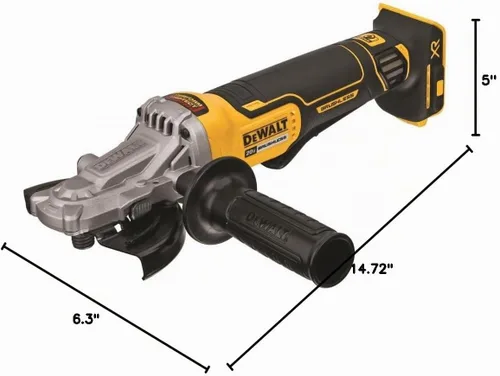 Vista 9 de DEWALT Amoladora angular 20V MAX* XR con freno, 5 pulgadas, interruptor de paleta de cabeza plana, solo herramienta (DCG413FB)