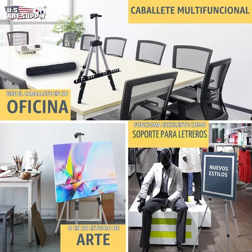 Vista 5 de US Art Supply PISMO caballete de aluminio liviano, ideal para usar arriba de una mesa o piso, bolsa gratis