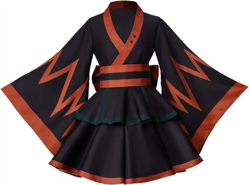 Vista 8 de Willyacos Anime Cosplay My Hero Kimono Vestido Izuku Midoriya Cosplay Femenino Deku Kimono Todoroki Tsuyu Asui Cosplay Vestido