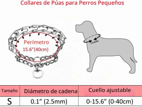 Vista 3 de Collares de púas para perros, collar de perro sin tirones, collar de entrenamiento para perros pequeños, acero inoxidable ajustable con cómodas