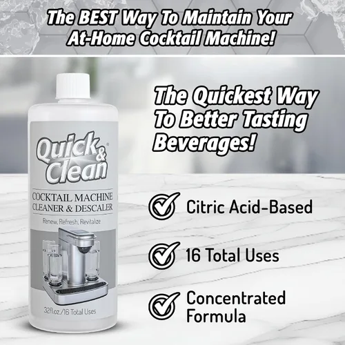 Vista 3 de Quick & Clean Limpiador y descalcificador de máquinas de cócteles - Fabricado en los Estados Unidos - Limpiador y descalcificador para máquinas