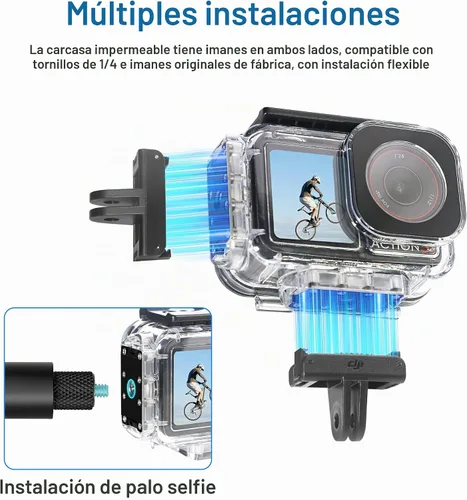 Vista 2 de FiTSTILL Funda impermeable subacuática de 196 pies/60 m con interfaz magnética de liberación rápida compatible con DJI Osmo Action 5 Pro Action 4