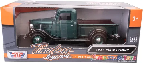 Vista 2 de Motormax 1937 Ford Pickup Truck Green 1:24 Diecast Car